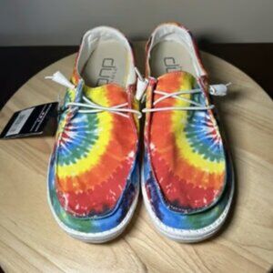Hey Dude Wendy Mandala Tie Dye Rainbow Low Slip On Women's Shoes Size 7 NWT